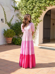 Pink Embellished Rayon Anarkali Gown