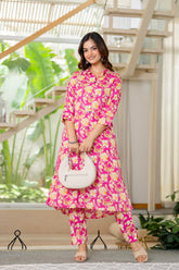 Pink Floral Printed Rayon Co-Ord Set