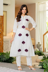 White Embroidered Cotton Co-Ord Set