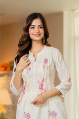 Off White Embroidered Printx Work Cotton Co-Ord Set