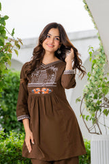 Irish Coffee Embroidered Cotton Co-Ord Set