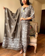 Sequence Hand Work Cotton Suit Set with Dupatta