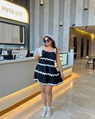 Black Lace Work A Line Western Dress