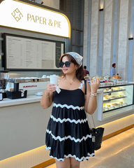 Black Lace Work A Line Western Dress