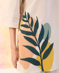 Off White Printed Cotton Flex Co-Ord Set