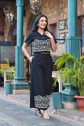 Black Embroidered Cotton Co-Ord Set