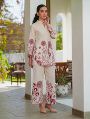 Off White Printed Cotton Flex Co-Ord Set