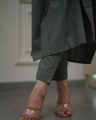 Green Embroidered Cotton Kurta and Pant Set