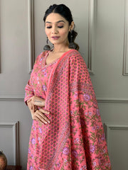 Rose Pink Printed Cotton Kurta and Pant Set