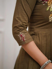 Cafe Noir Embroidered Cotton Kurta and Pant Set with Dupatta