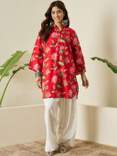 Red Printed Cotton Farshi Salwar Set