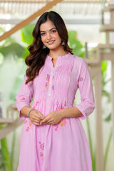 Pink Embroidered Printx Work Cotton Co-Ord Set