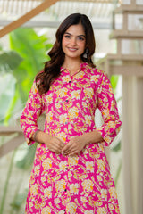 Pink Floral Printed Rayon Co-Ord Set