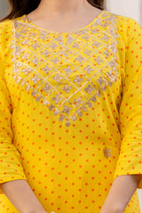 Yellow Embroidered Rayon Kurta and Pant Set Dupatta