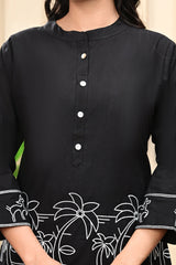 Black Embroidered Cotton Co-Ord Set