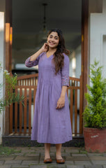 Purple Embroidered Printx Work Cotton Anarkali Gown