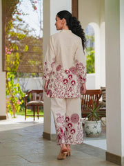 Off White Printed Cotton Flex Co-Ord Set